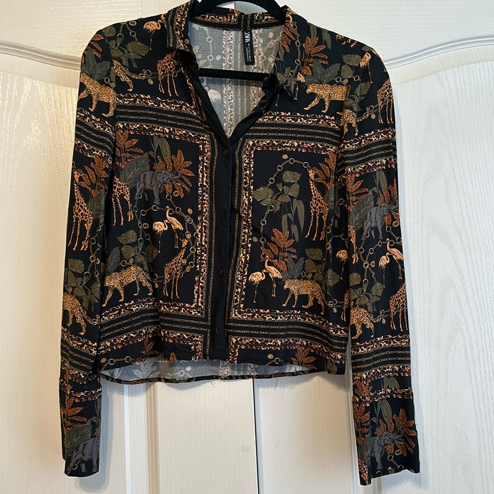 Black Printed Zara Top w Animals